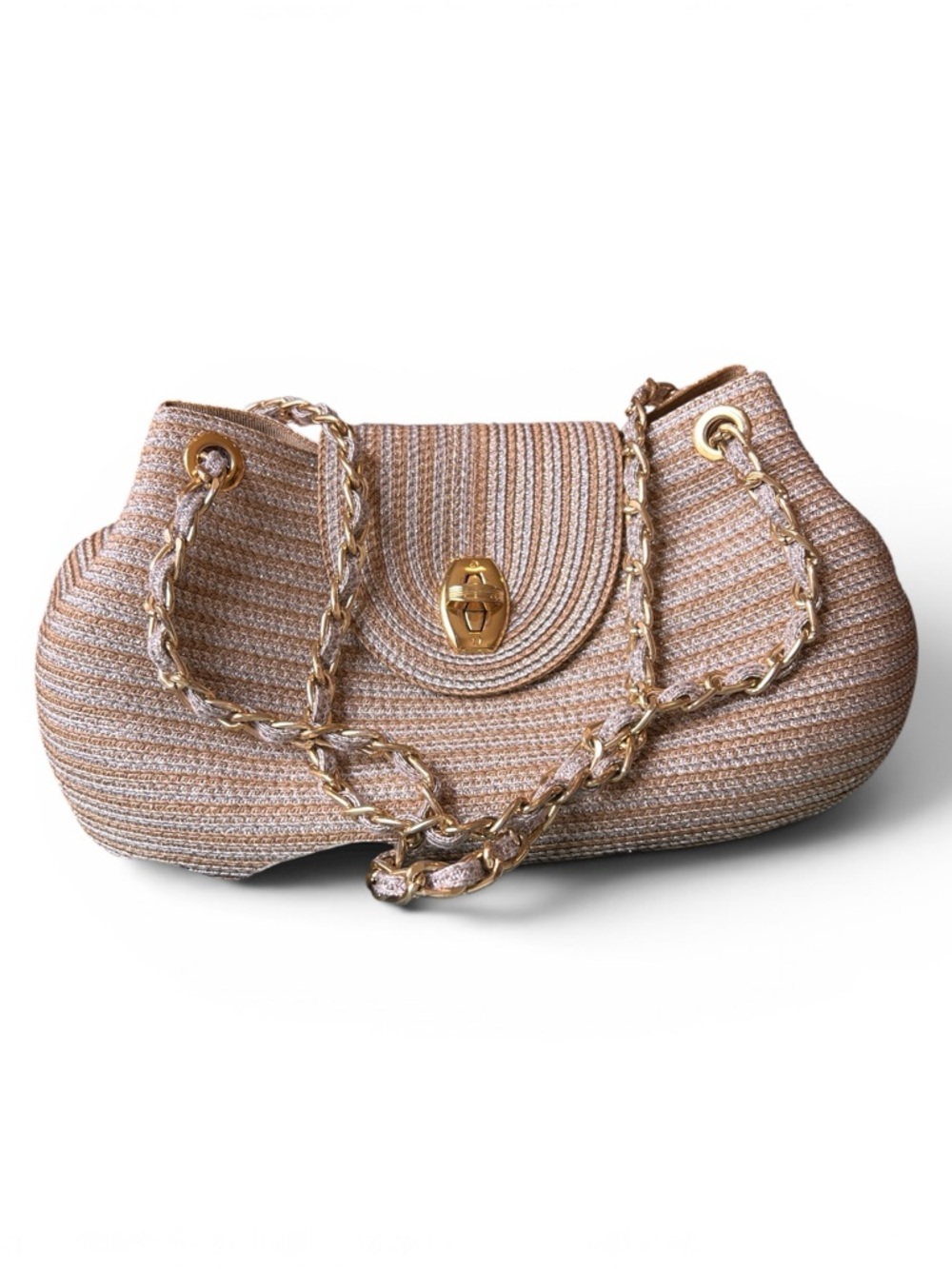 Eric Javits Straw Bag with Chain Strap Just for Summer